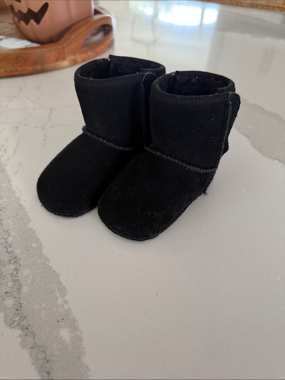 UGG Baby Black Suede Cozy Booties